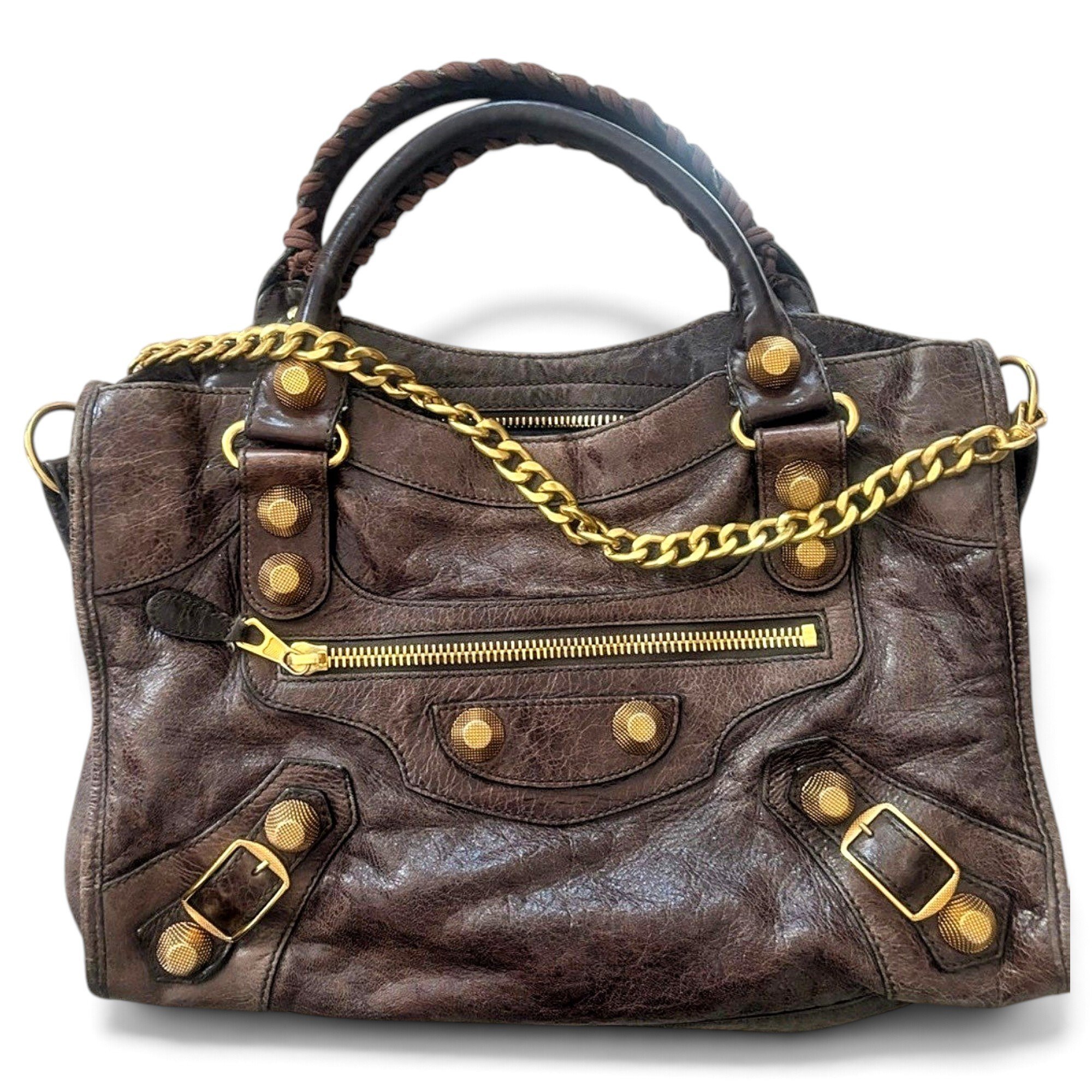City leather handbag