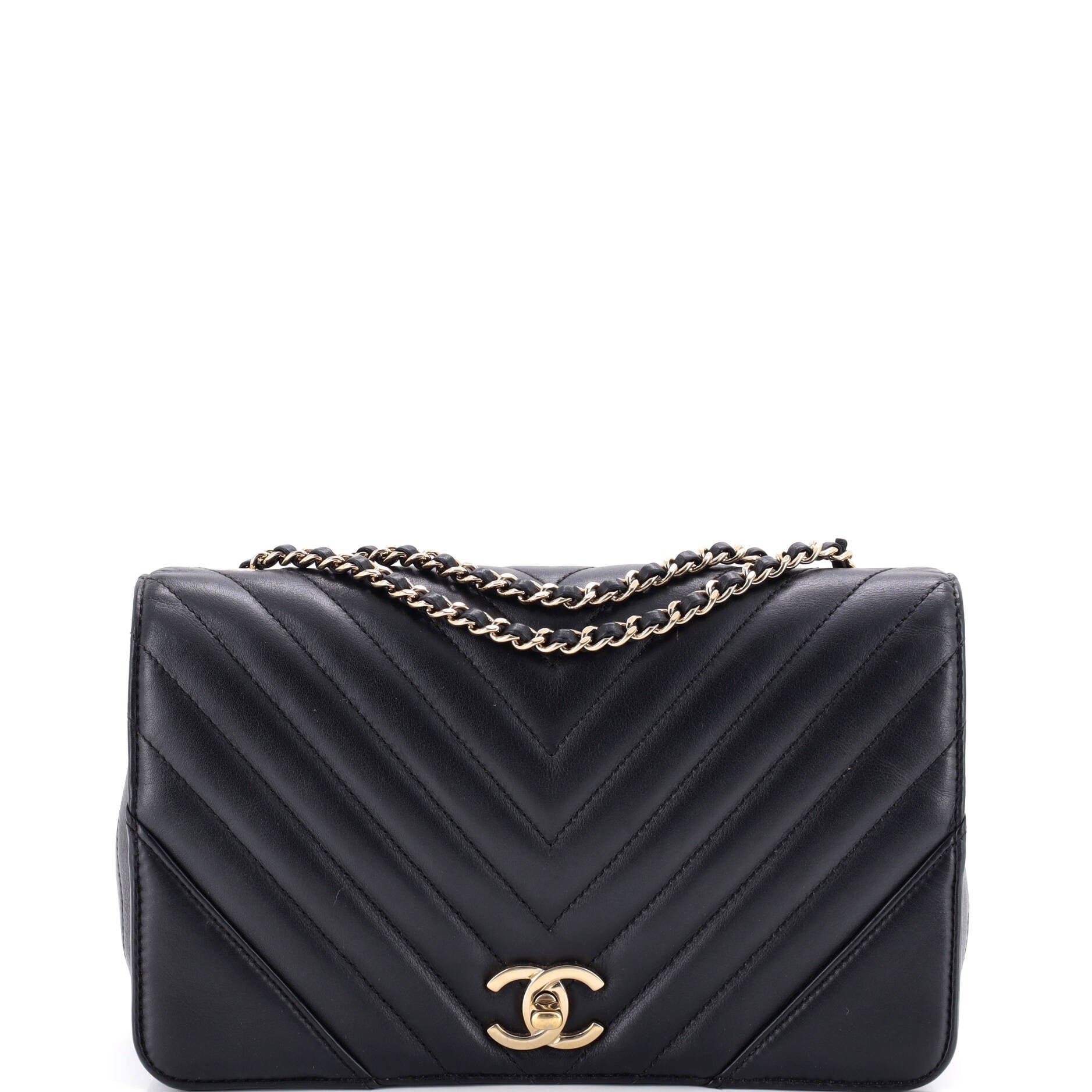 Statement Flap Bag Chevron Calfskin Small