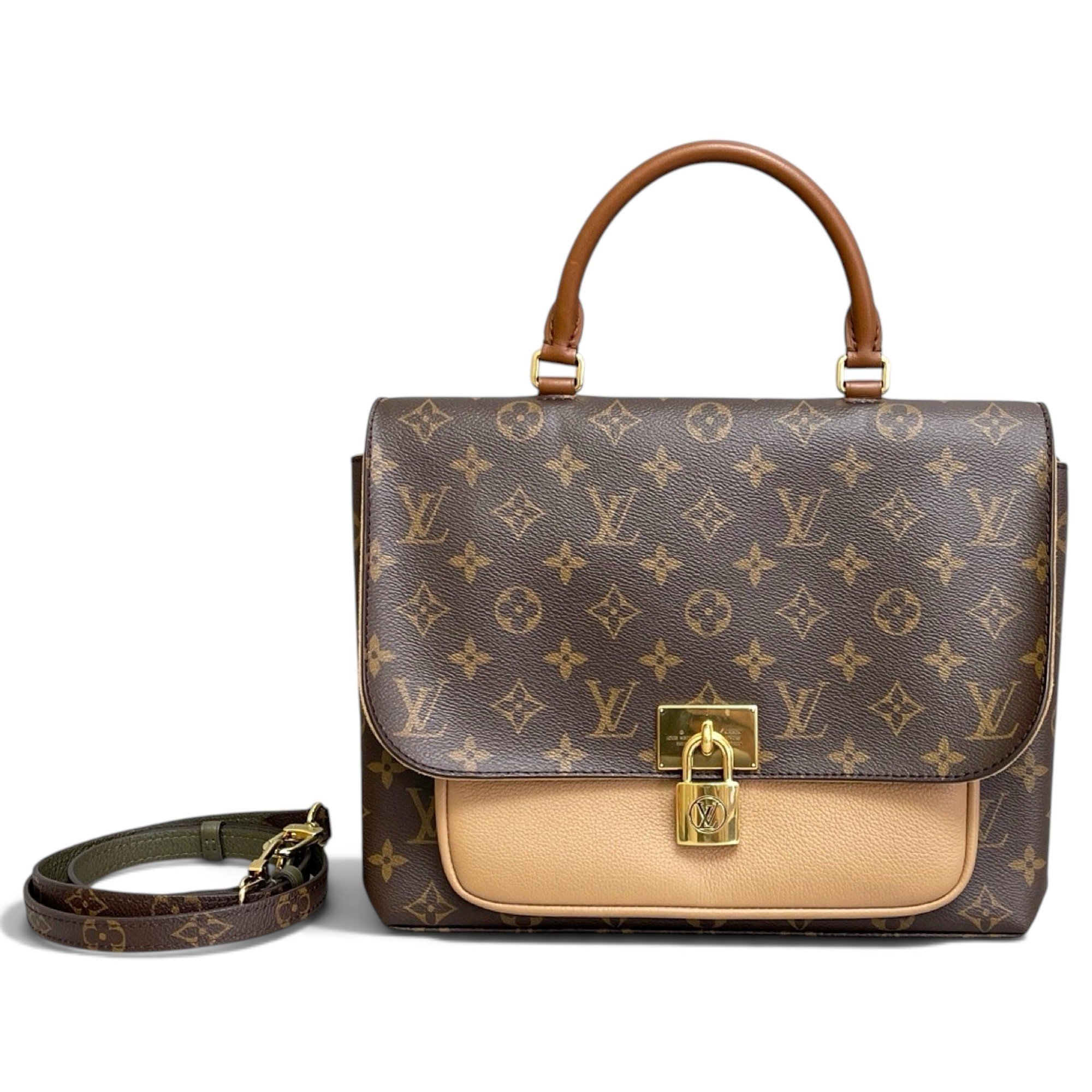 Double V leather handbag