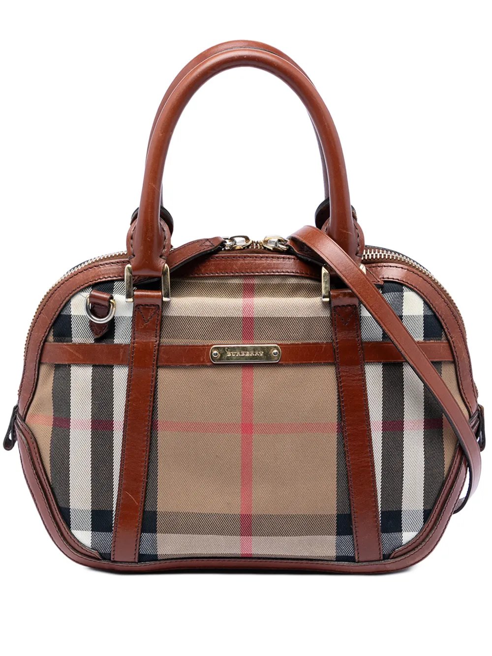 2000-2017 Small Leather Trimmed House Check Canvas Bridle Orchard satchel