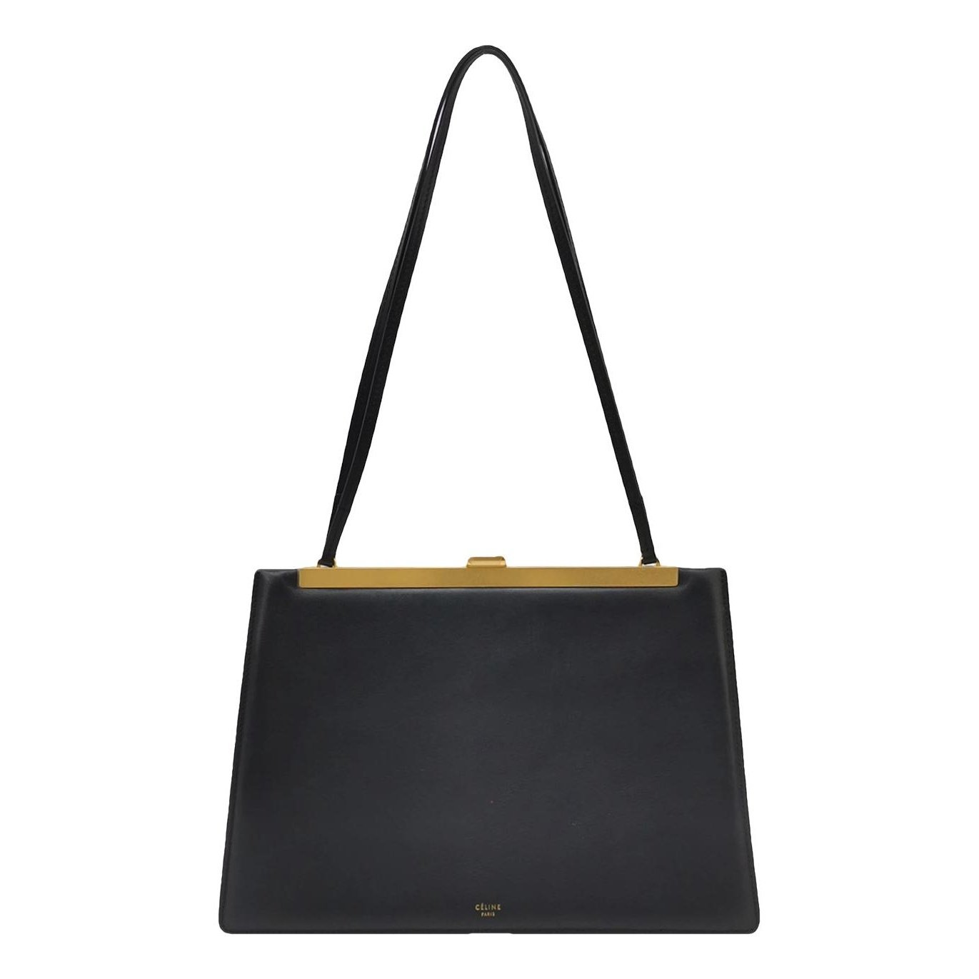 Clasp leather handbag