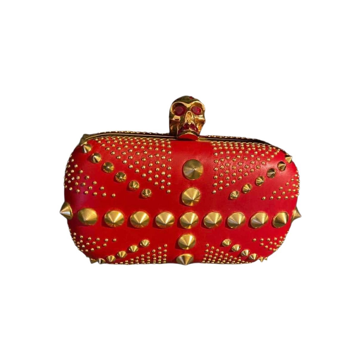 Skull leather clutch bag