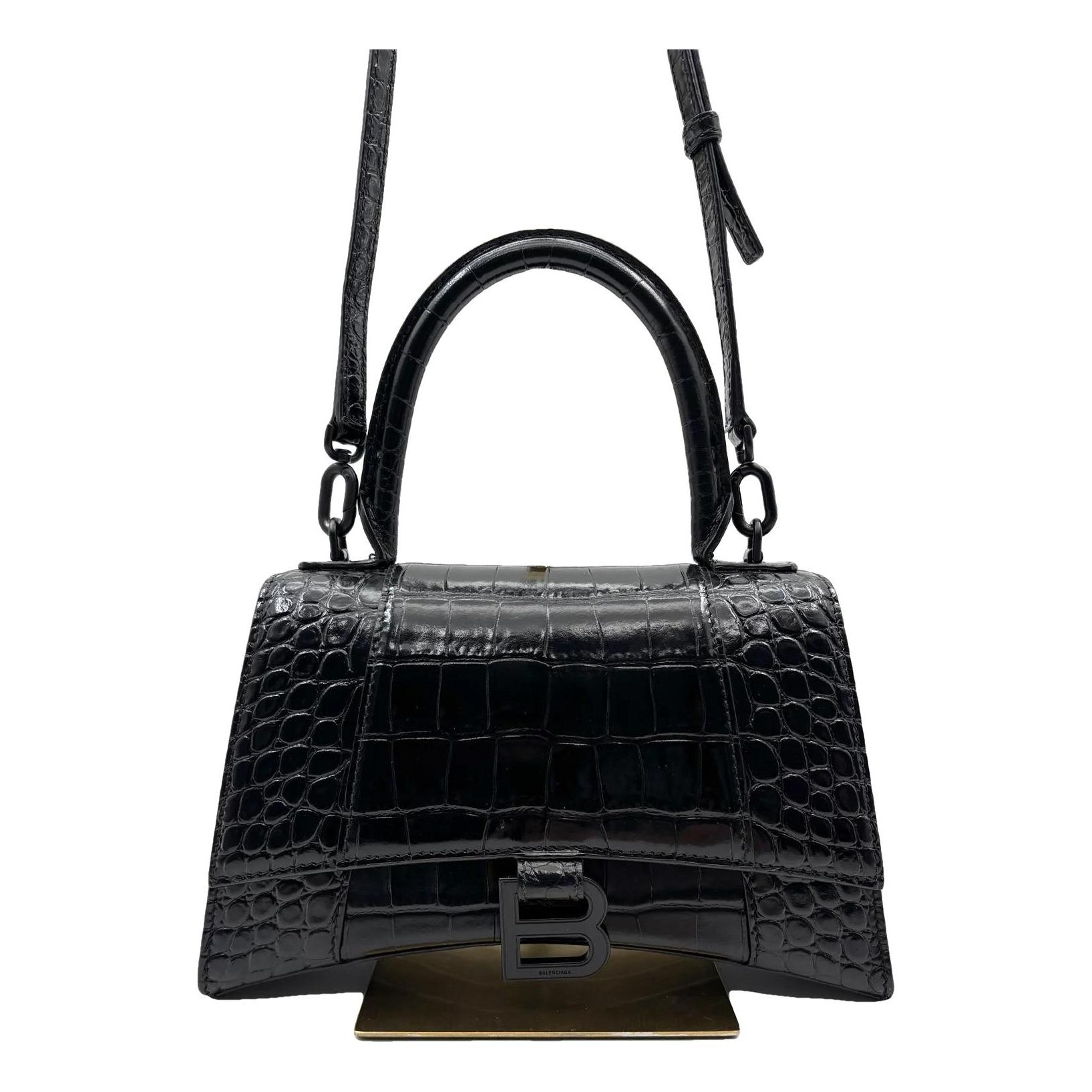 Hourglass leather handbag