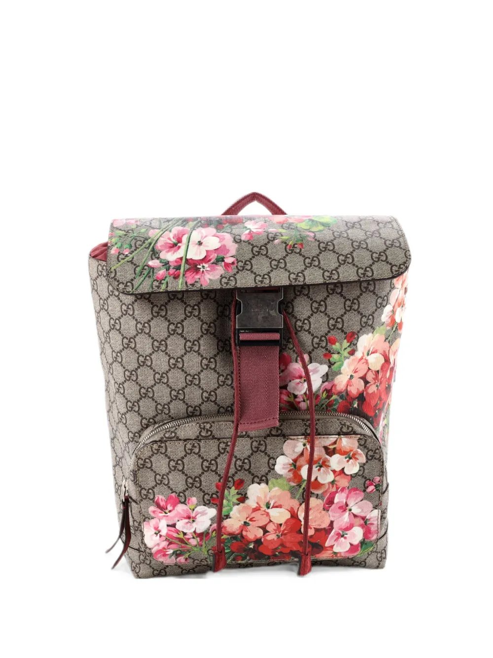 Buckle Blooms Print GG Coated Canvas Medium backpack