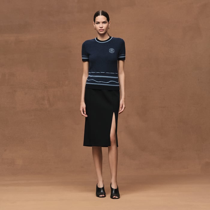 Bleu Lagune "Ex-libris" Short-sleeve Sweater