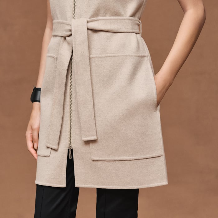 Beige Naturel Long Vest