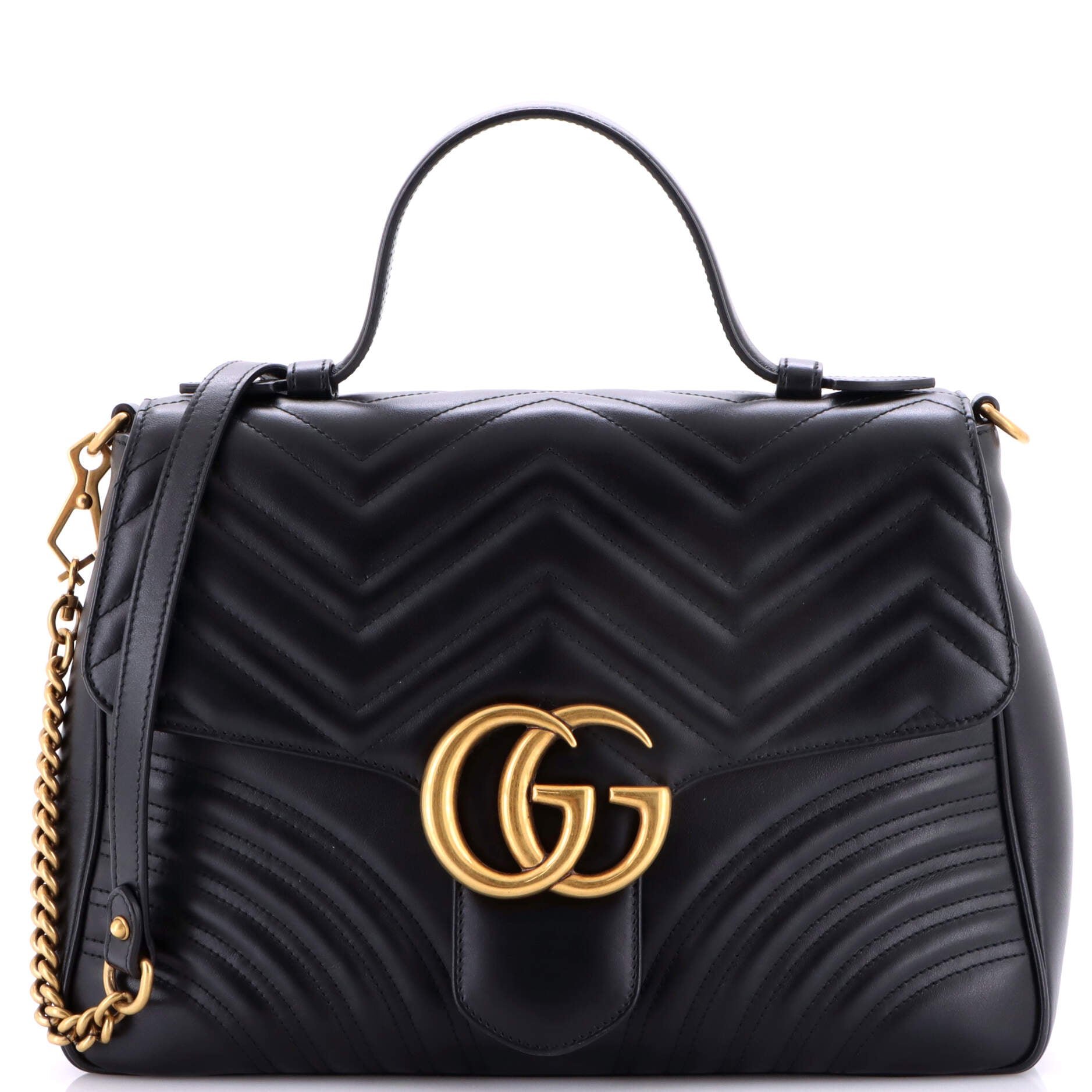 GG Marmont Top Handle Flap Bag Matelasse Leather Medium