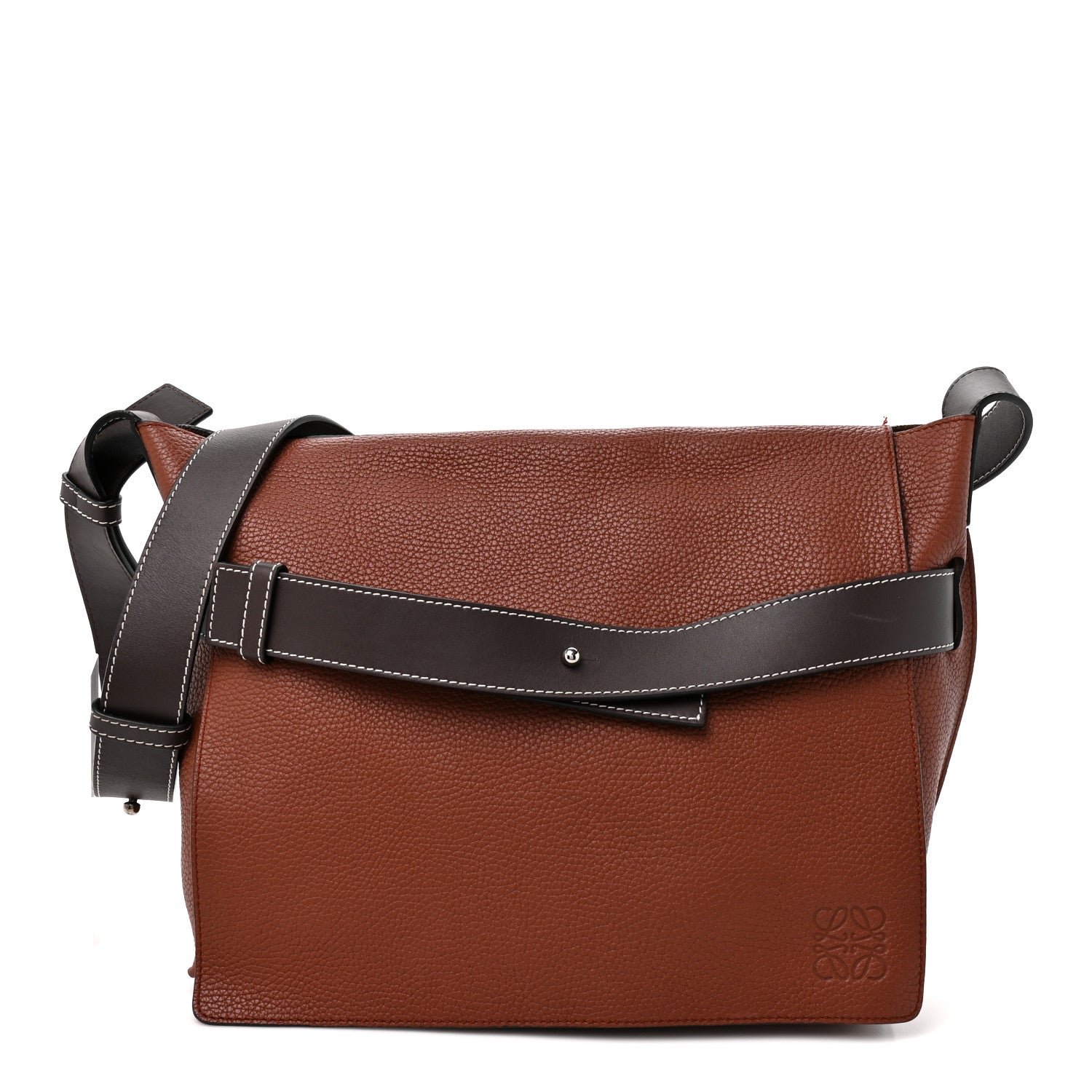 Loewe Soft Grained Calfskin Military Messenger Bag Cognac