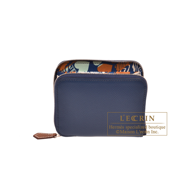 Hermes Hermes Azap Silk In Compact Blue de prusse/ Blue navy Epsom leather/ Silk Silver hardware