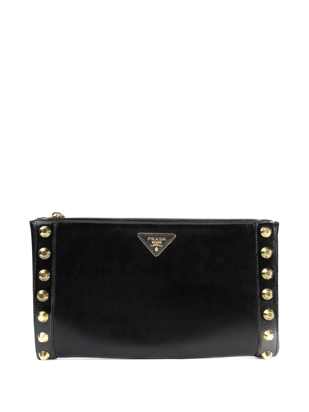 Saffiano Vernice studded clutch