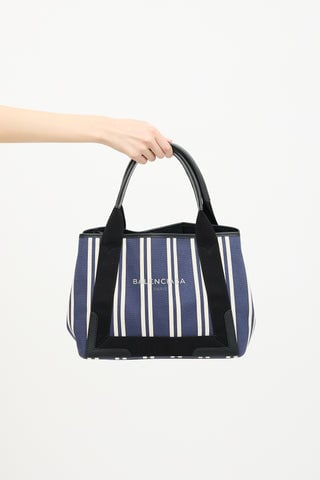 Canvas Striped Cabas Tote Bag