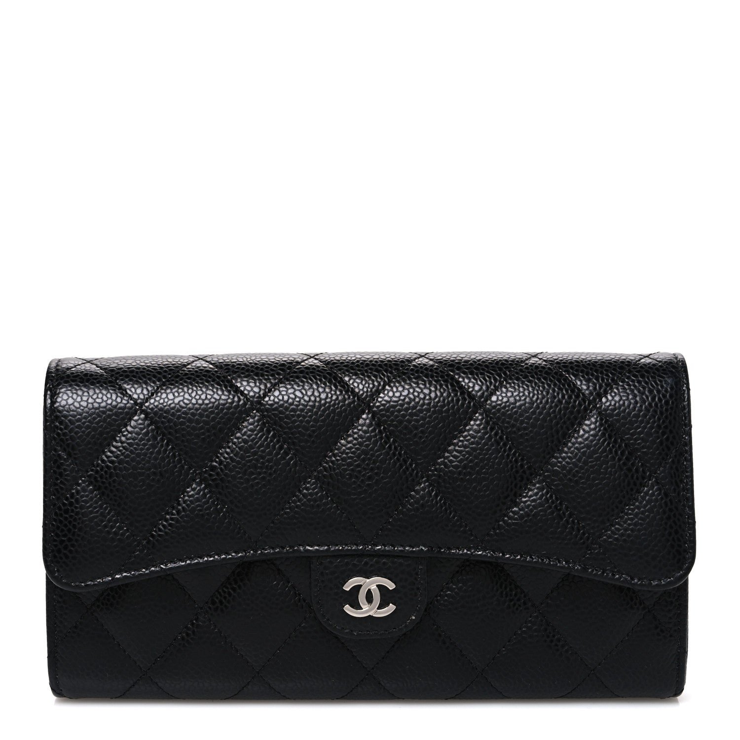 Chanel Caviar Quilted Large Gusset Flap Wallet Black