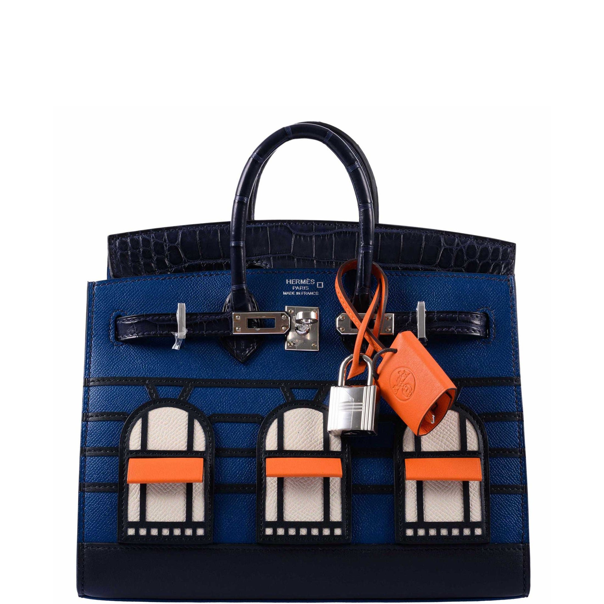 Hermes Hermès Birkin 20 Sellier Faubourg Blue Madame, Crocodile, Epsom, Sombrero & Swift Palladium Hardware