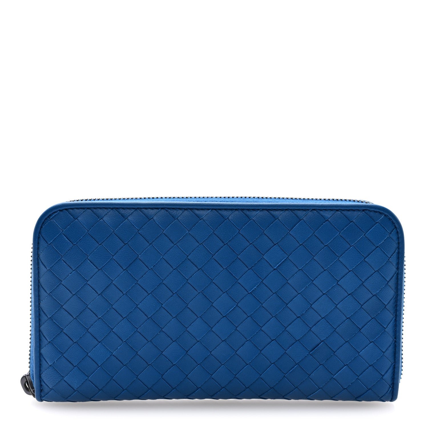 Bottega Veneta Nappa Intrecciato Zip Around Wallet Signal Blue