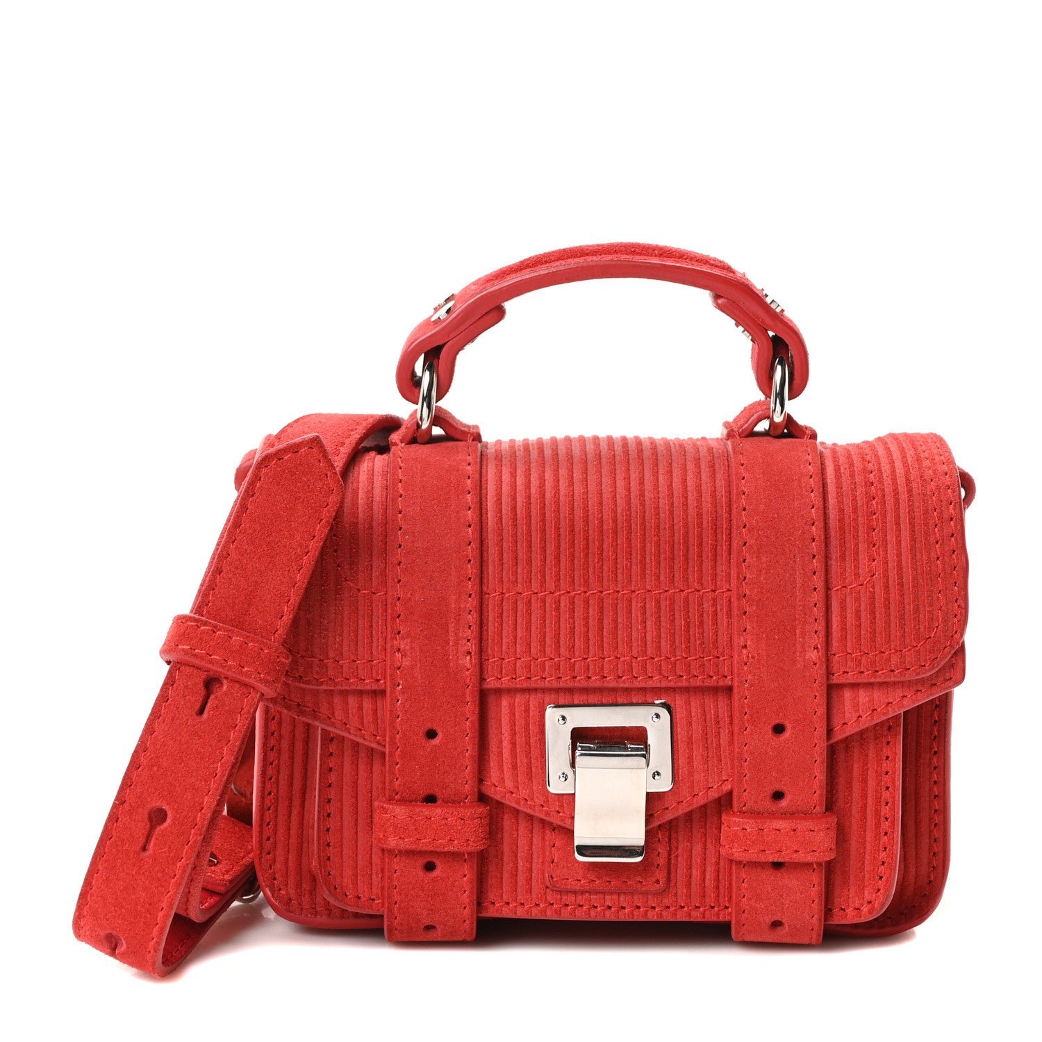 Proenza Schouler Suede Corduroy Micro PS1 Satchel Red