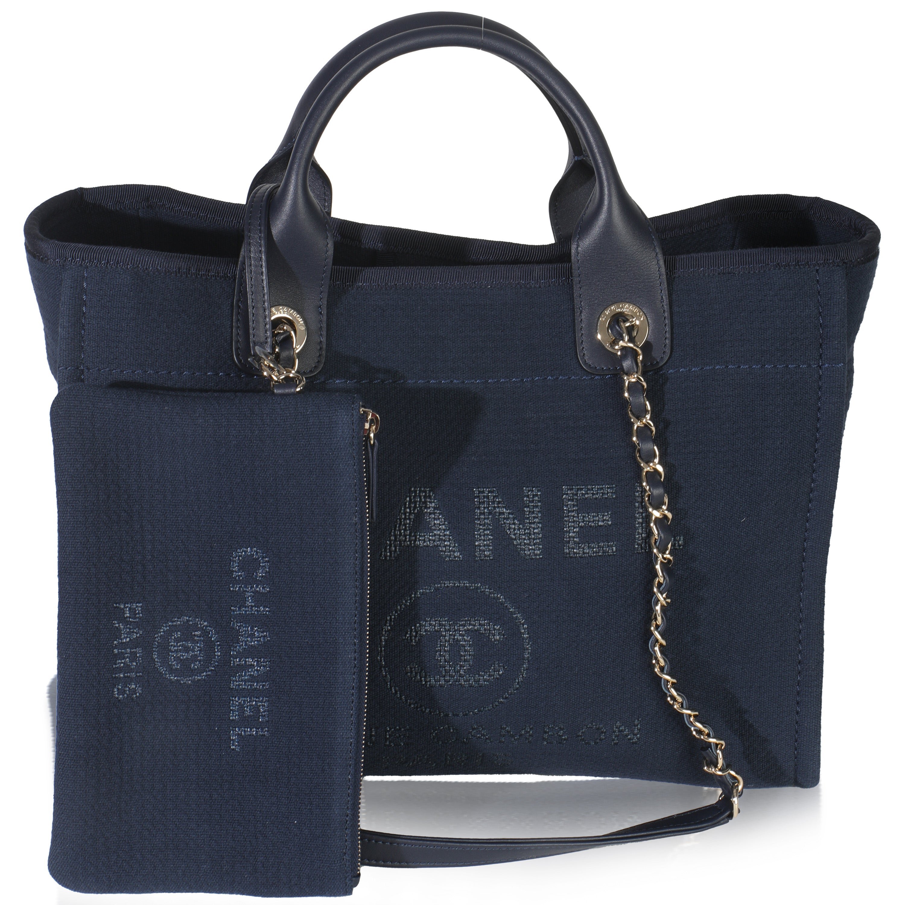 Chanel 23A Navy Mixed Fibers Large Deauville Tote