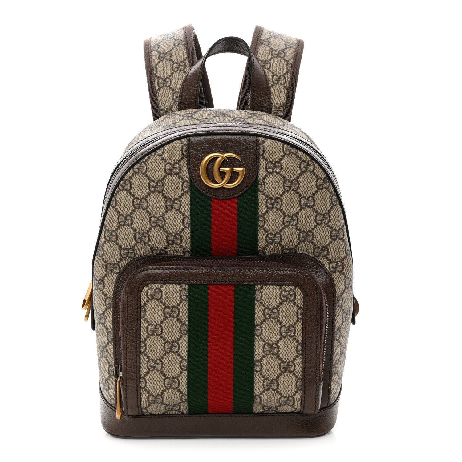 Gucci GG Supreme Monogram Calfskin Web Small Ophidia Day Backpack Beige Ebony New Acero
