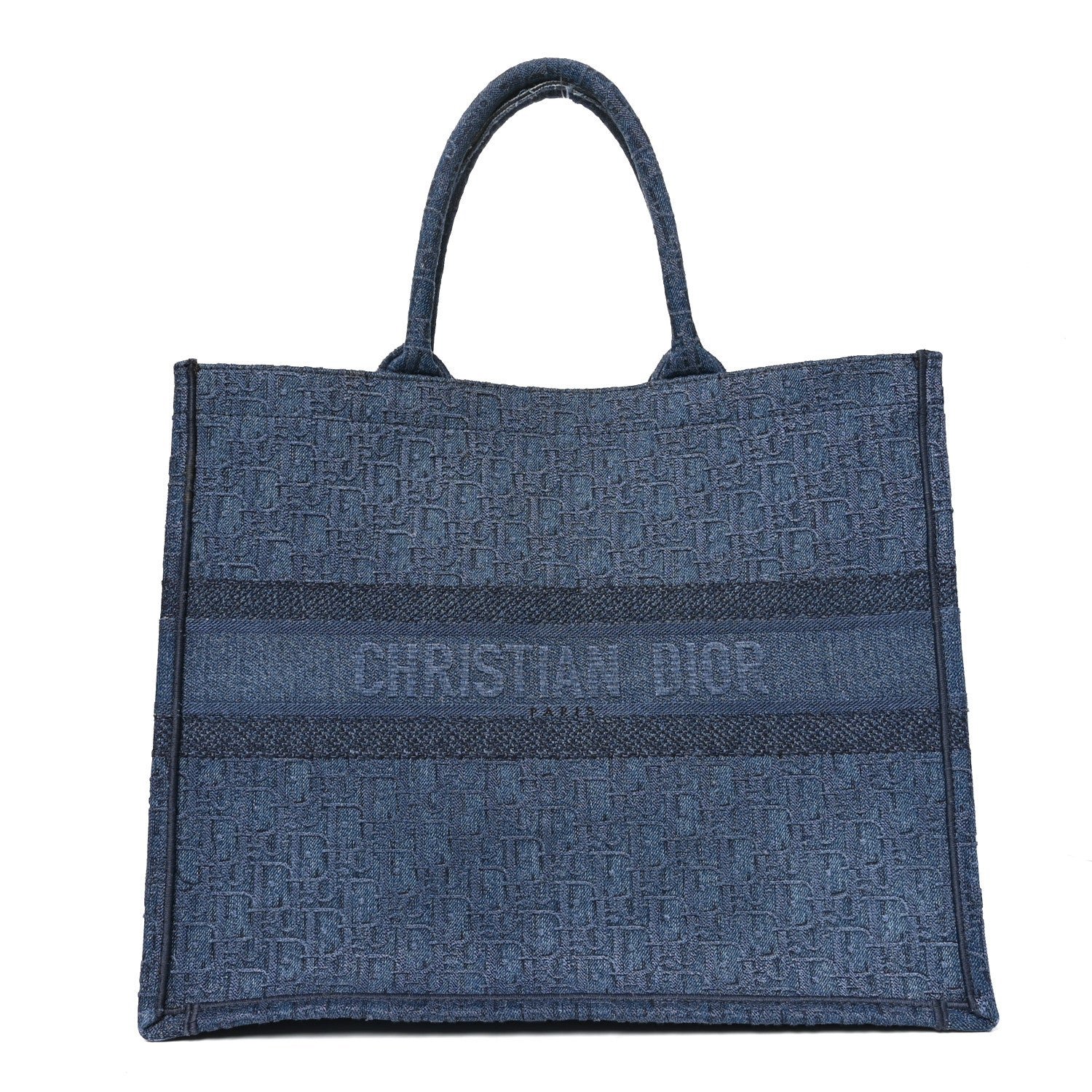Christian Dior Oblique Denim Book Tote Denim Blue
