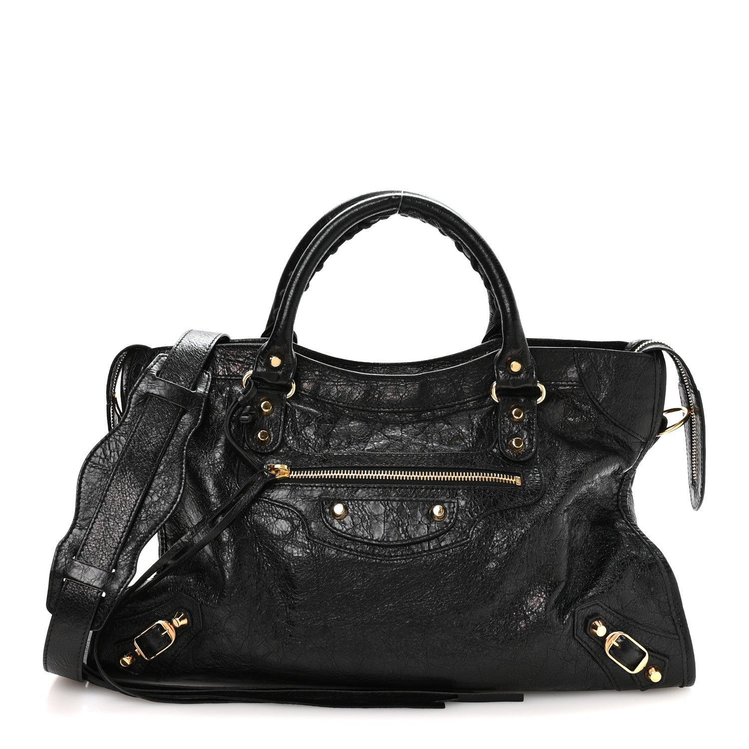 Balenciaga Agneau Classic Gold Hardware City Black