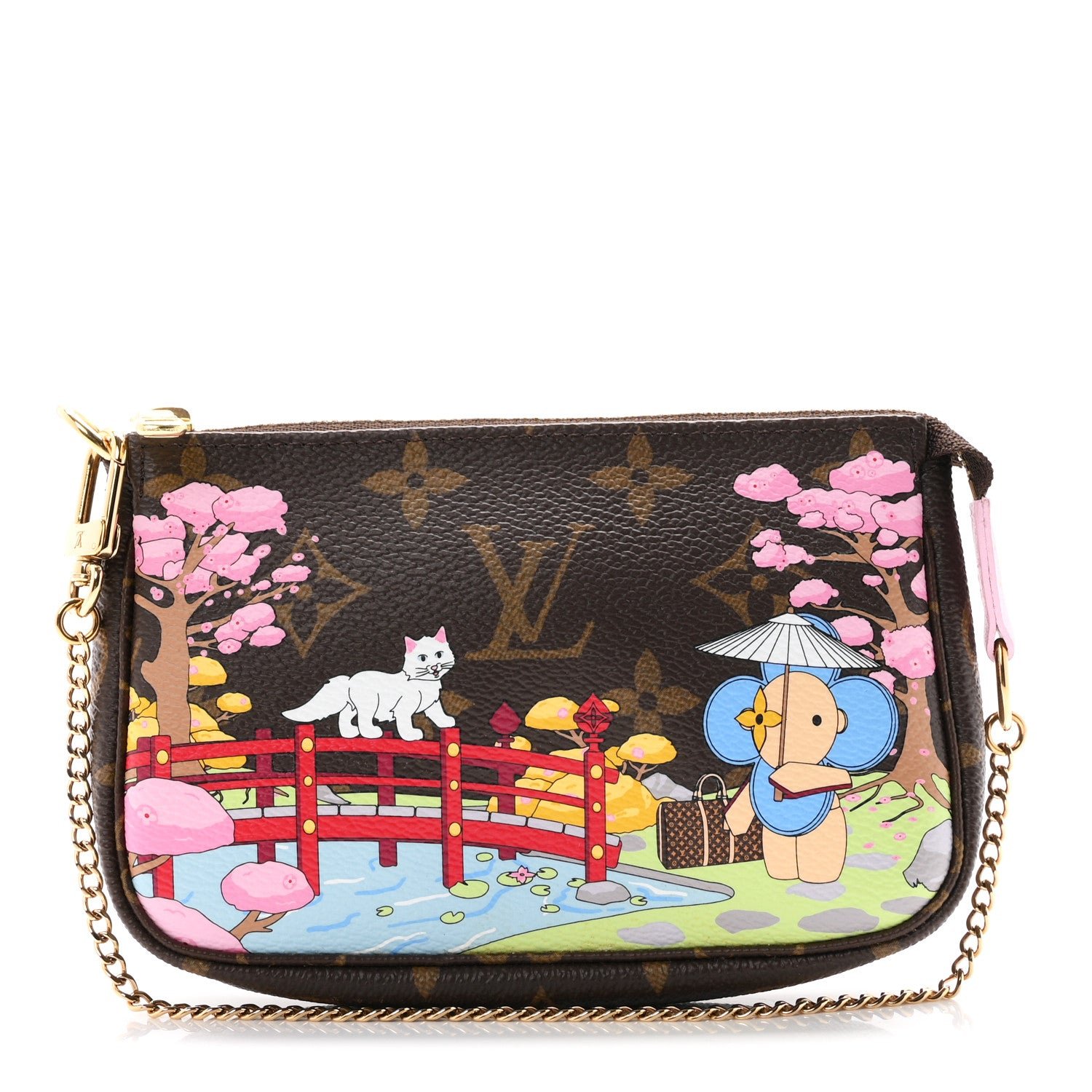 Louis Vuitton Monogram 2021 Christmas Animation Japanese Garden Mini Pochette Accessories Wisteria Pink
