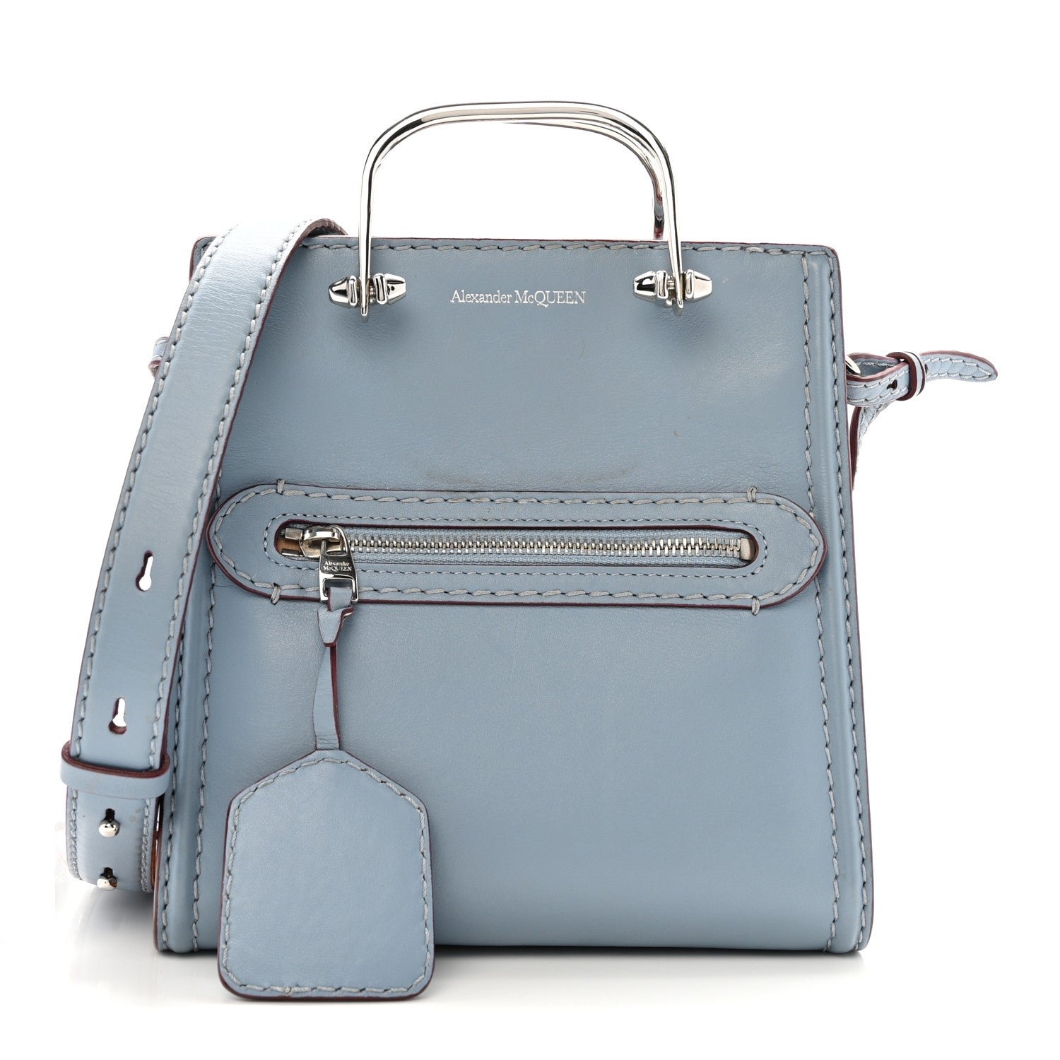 Alexander McQueen Alexander McQueen Calfskin The Short Story Shoulder Bag Blue Brown