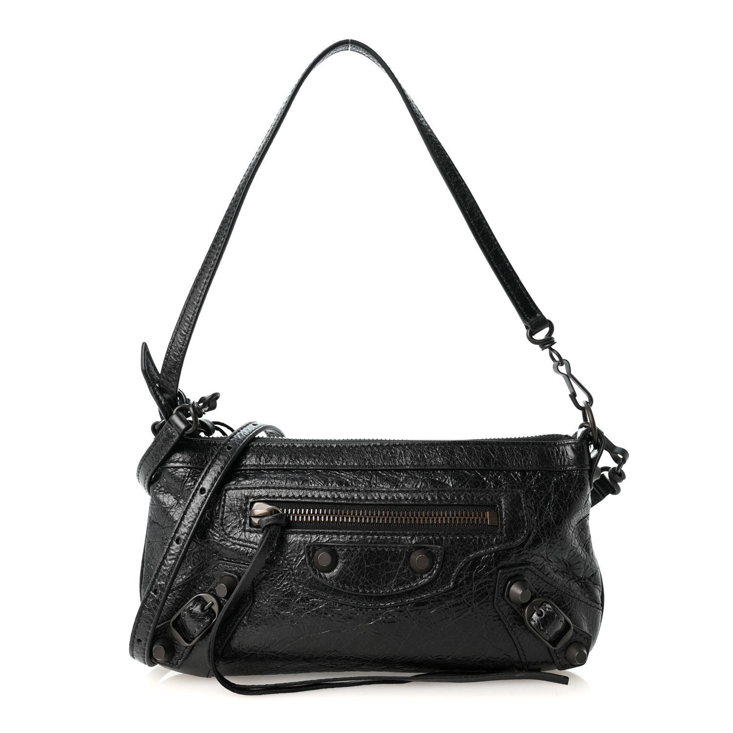 Balenciaga Agneau Arena Classic Hardware Le City Pouch On Strap Black