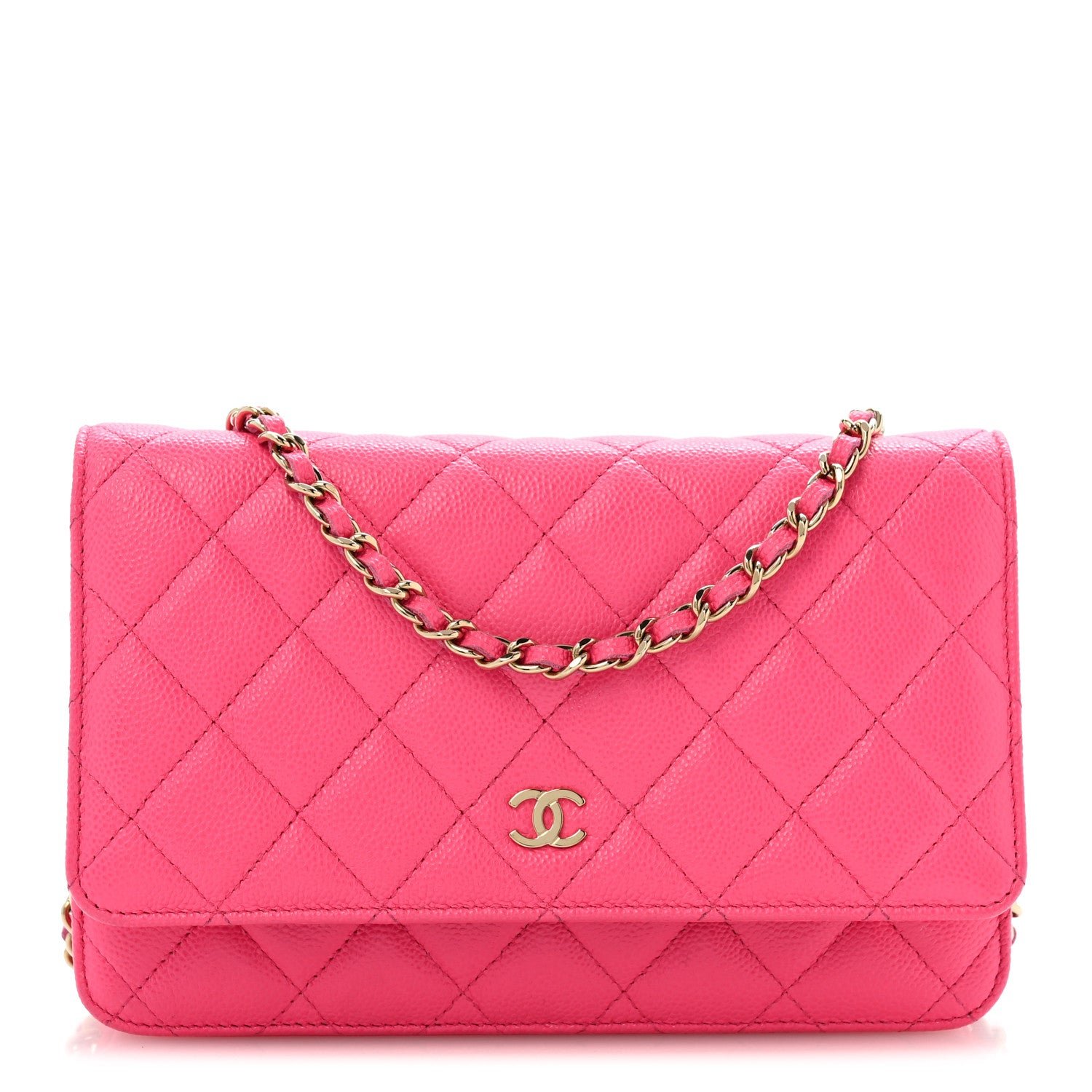 Chanel Caviar Quilted Wallet on Chain WOC Fuchsia
