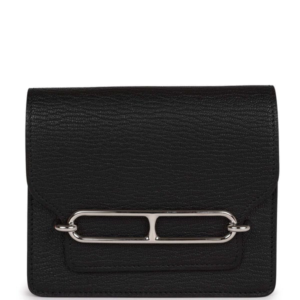 Hermes Hermes Roulis Slim Wallet Black Chevre Mysore Palladium Hardware