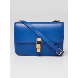 Yves Saint Laurent Blue Leather Carre Satchel Crossbody Bag