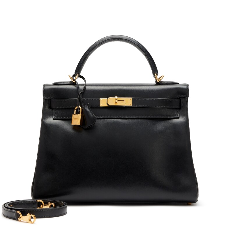Hermes Black Box Calf Kelly 32 Retourne Gold Hardware, 2001