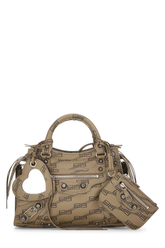 Balenciaga Brown Coated Canvas Neo Le Cagole Shoulder Bag XS