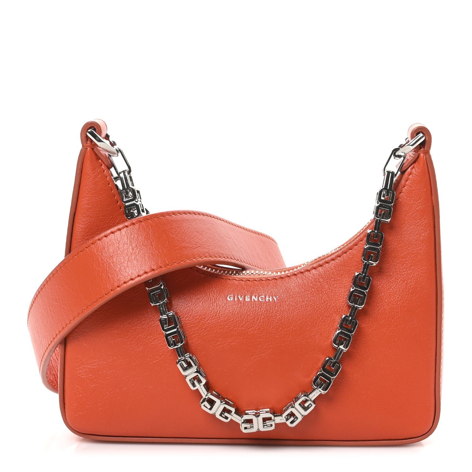 Givenchy Smooth Calfskin Mini Moon Cut Out Shoulder Bag Orange