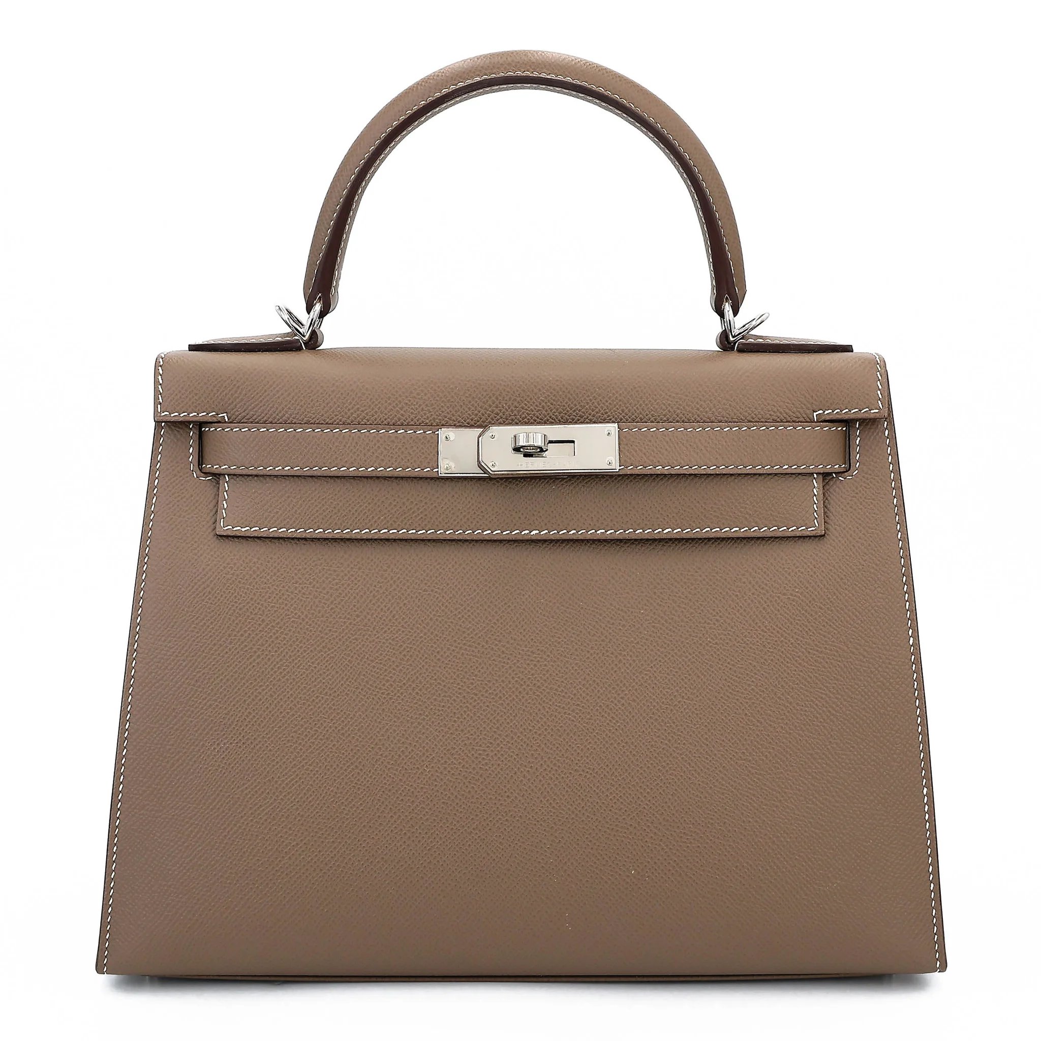 Very Good ( Rank A) HERMÈS Kelly 28 Sellier Etoupe (18) Epsom Palladium hardware Y (2020)