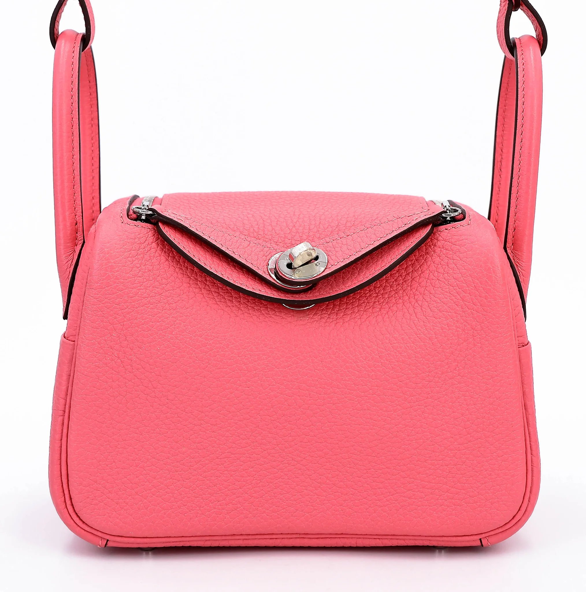Excellent ( Rank SA ) HERMÈS Mini Lindy Rose Azalee (8W) Clemence Palladium hardware Y (2020)