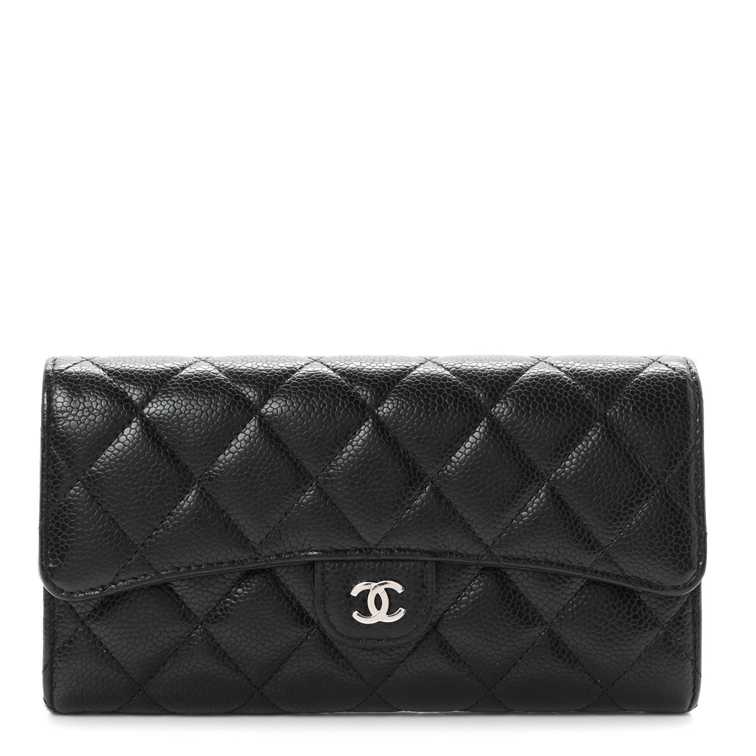 Chanel Caviar Quilted Large Gusset Flap Wallet Black