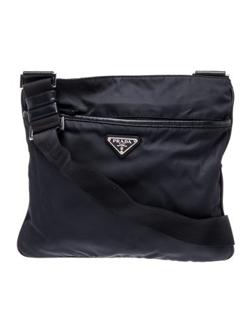 Enameled Metal Triangle Nylon Messenger Crossbody bag Medium
