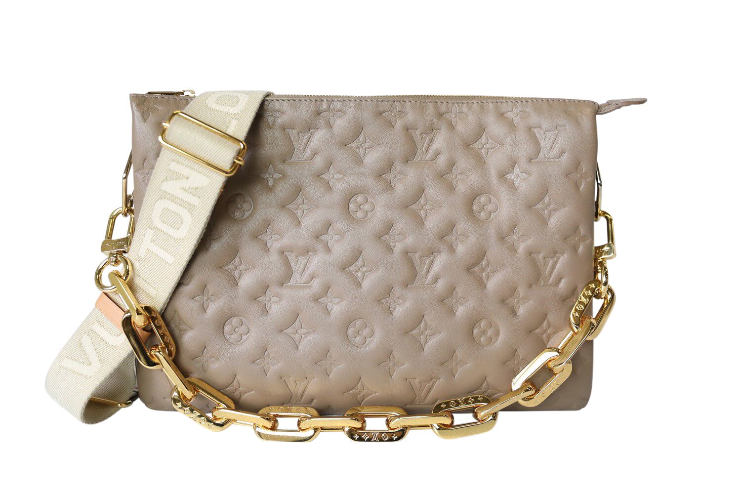 Louis Vuitton Louis Vuitton Coussin MM, Taupe Leather with Gold Hardware, Preowned in Box WA001