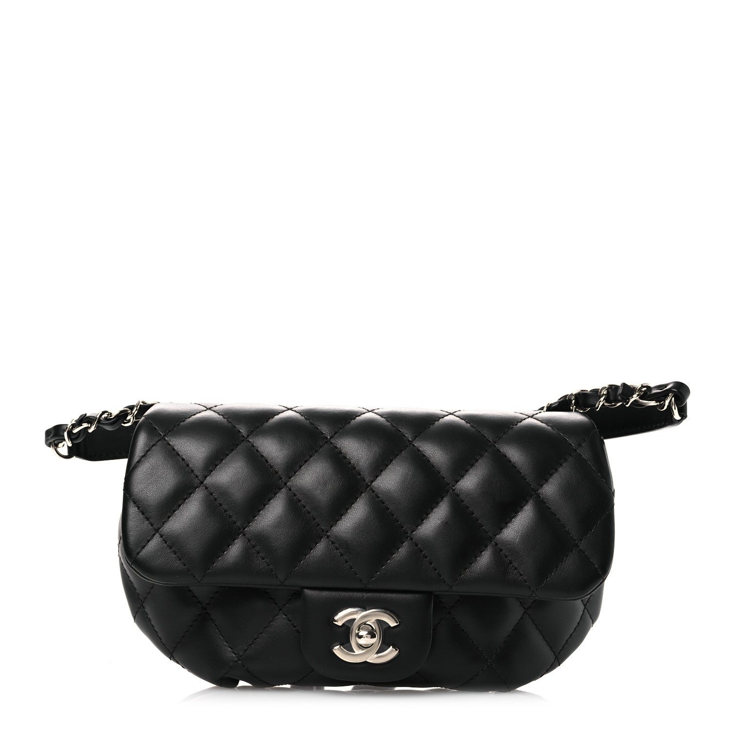 Chanel Calfskin Quilted CC Uniform Flap Belt Bag Black
