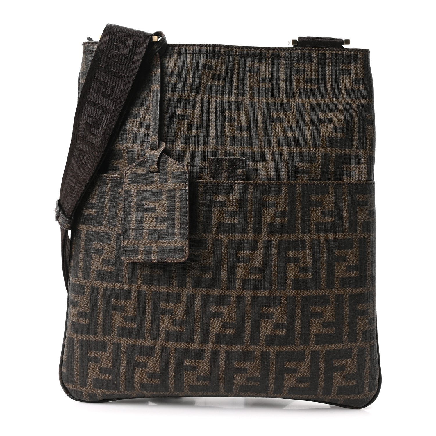 Fendi Zucca Spalmati Messenger Bag Tobacco