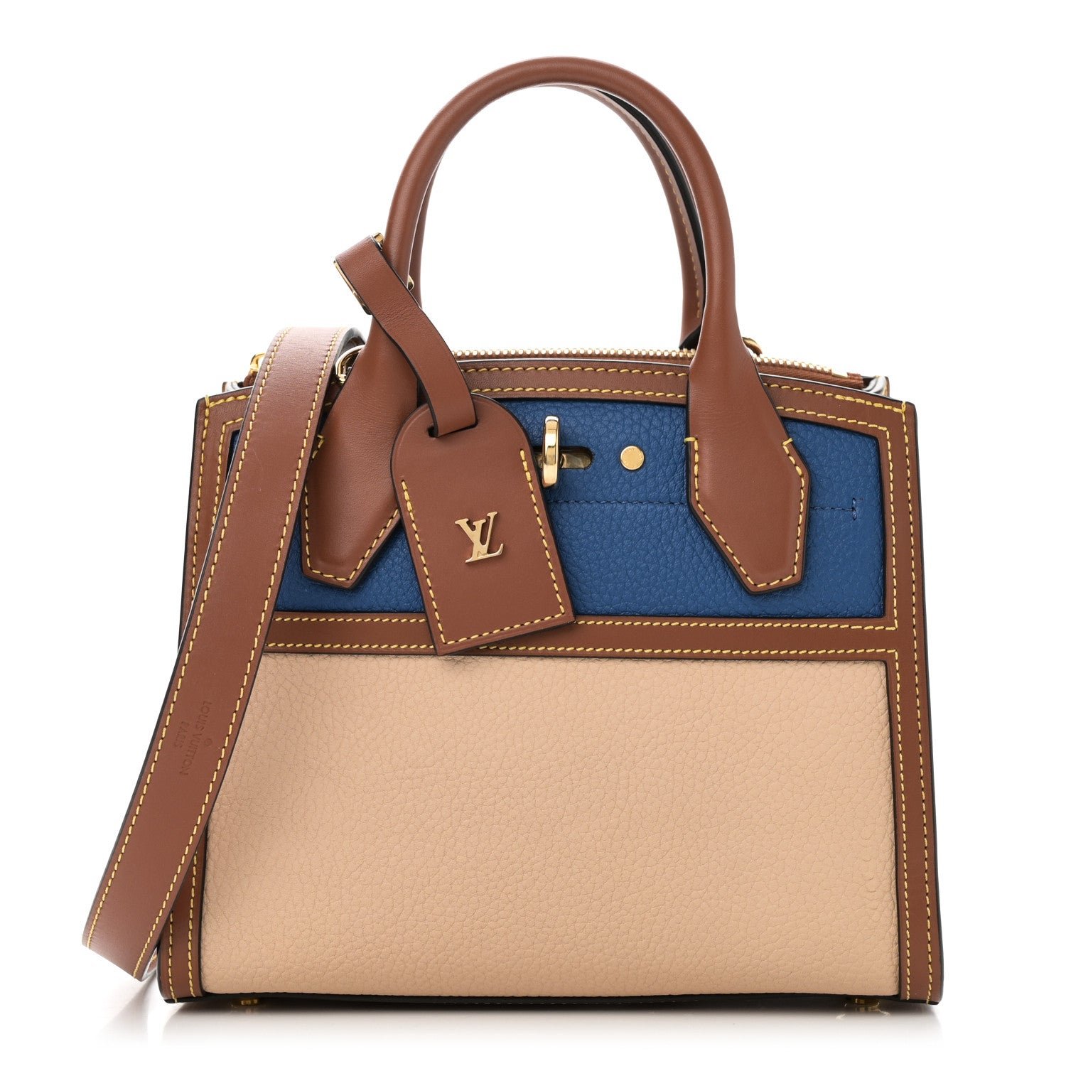 Louis Vuitton Taurillon City Steamer Mini Blue Beige