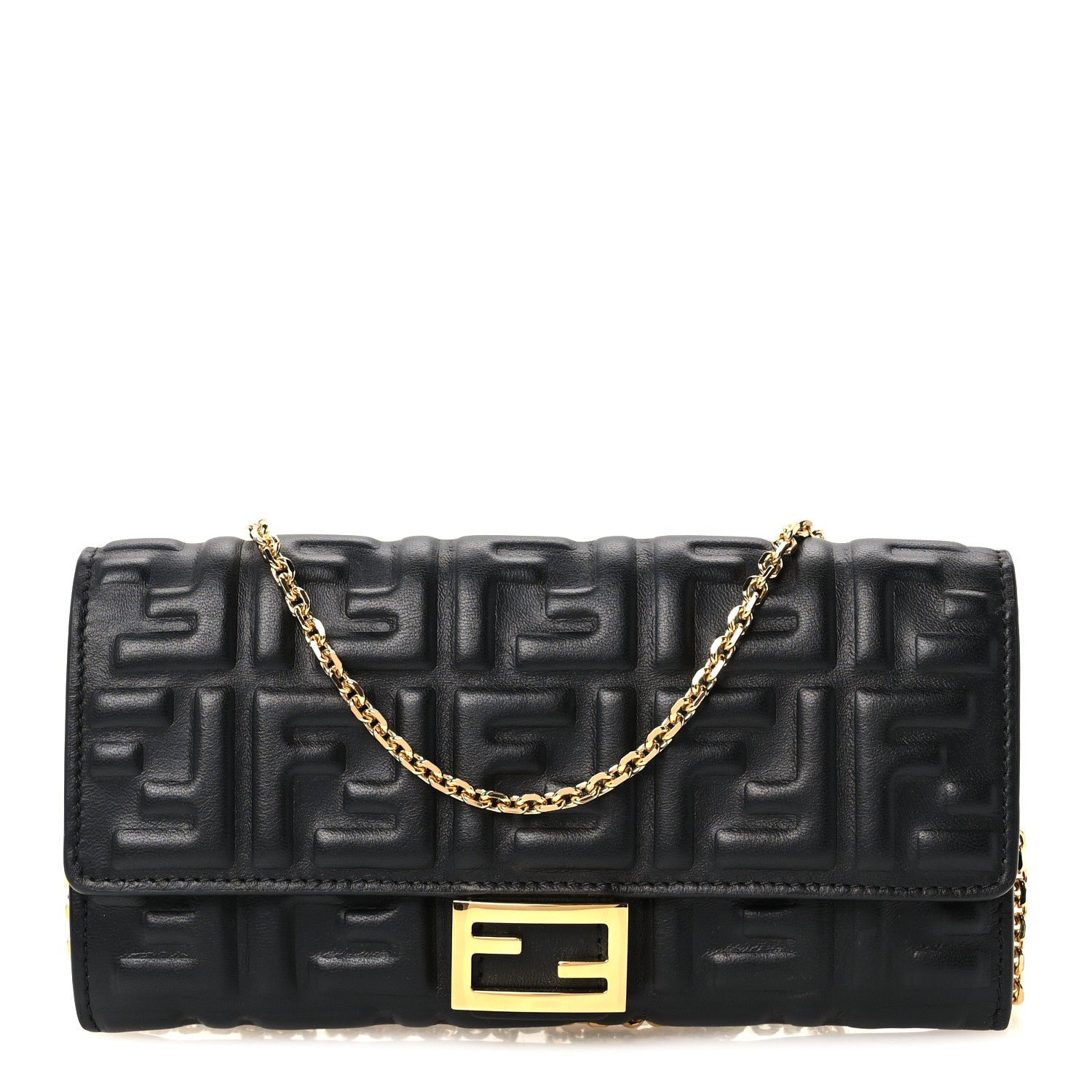 Fendi Nappa Matisse FF Embossed Continental Wallet Black