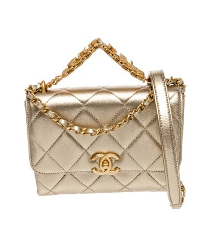 Chanel Metallic Mini Signature Chain Flap Bag