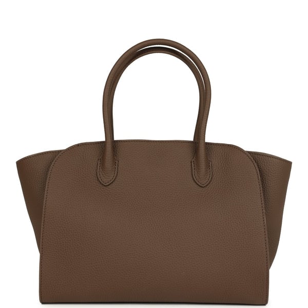The Row The Row Marlo 12 Tote Bag Dark Olive Calfskin Silver Hardware