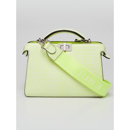 Fendi Fendi x Marc Jacobs Neon Yellow Embossed Leather Small Peekaboo Iseeu XCross Satchel Bag 7VA582
