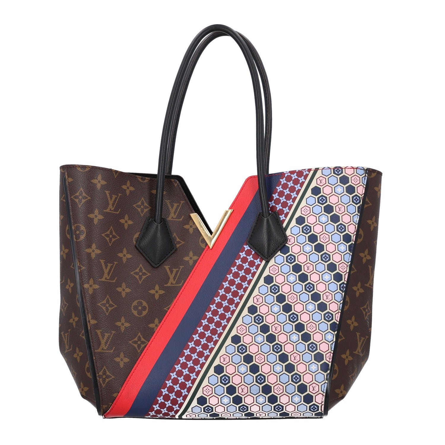 Louis Vuitton Calfskin Monogram Kimono Tote MM Rouge Navy