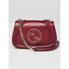 Gucci Dark Red Leather Small Blondie Chain Shoulder Bag