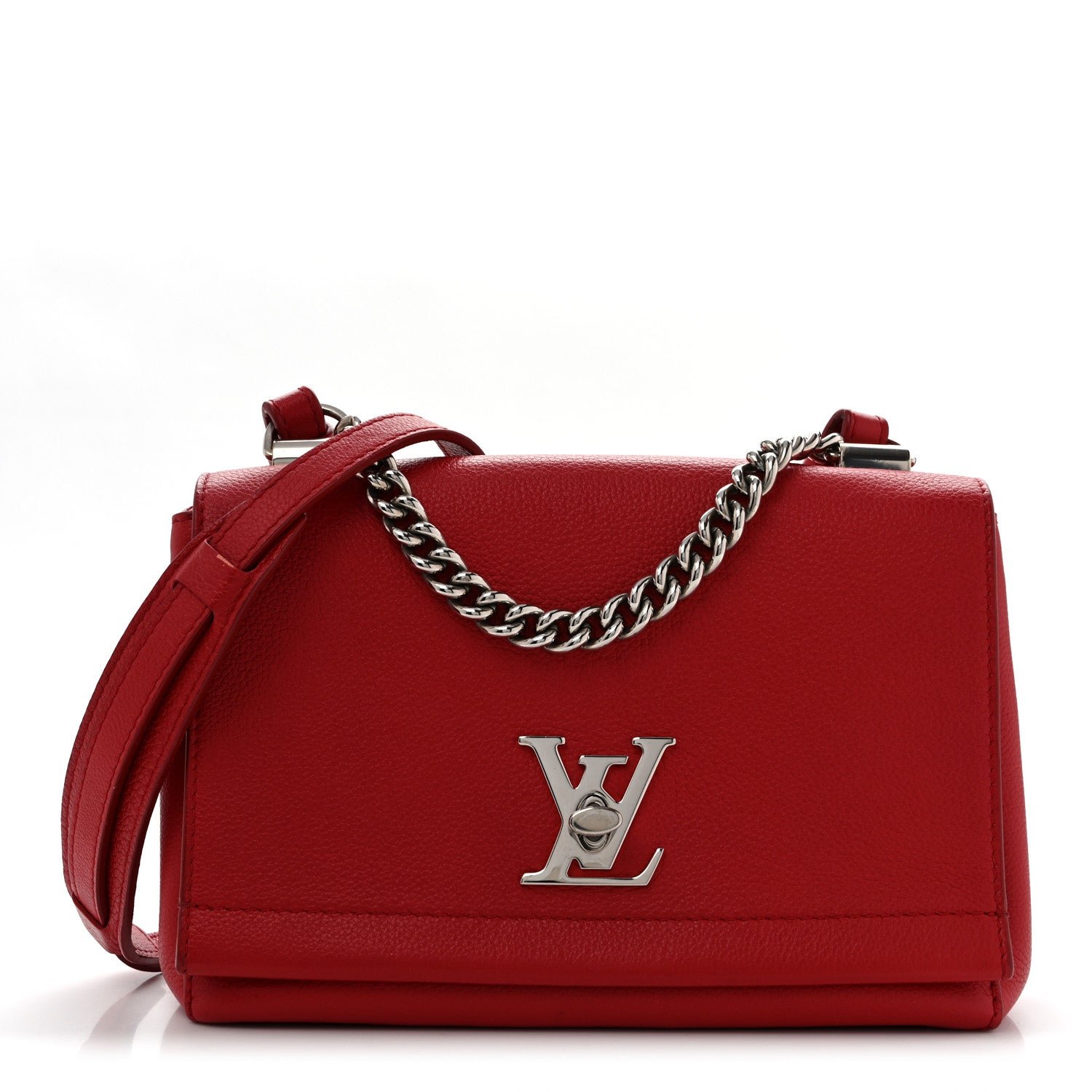 Louis Vuitton Calfskin Lockme II Chain Bag BB Rubis