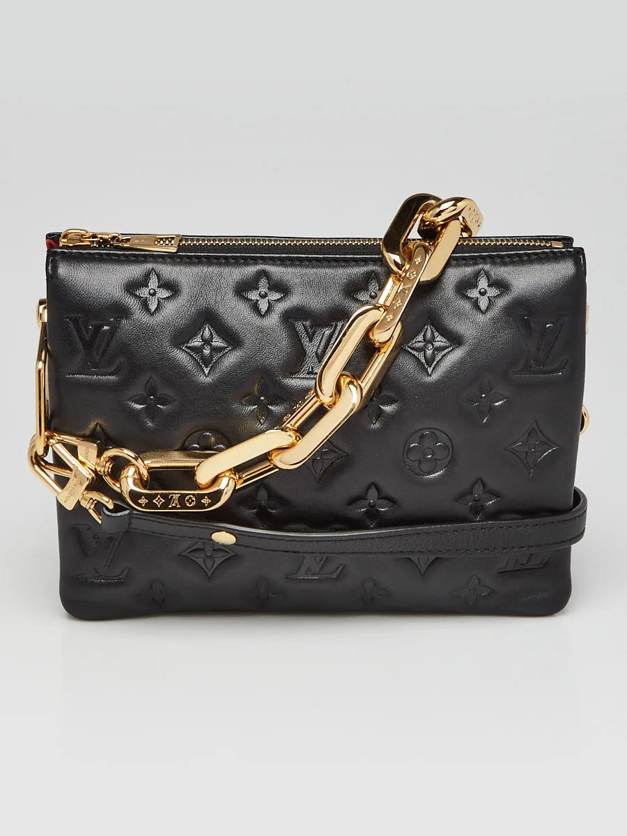 Louis Vuitton Black Embossed Calfskin Leather Coussin BB Bag