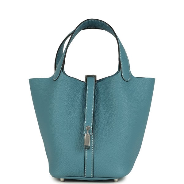 Hermes Hermes Picotin Lock 18 Blue Jean Clemence Palladium Hardware