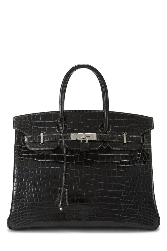 Hermes Graphite Crocodile Porosus Lisse Birkin 35
